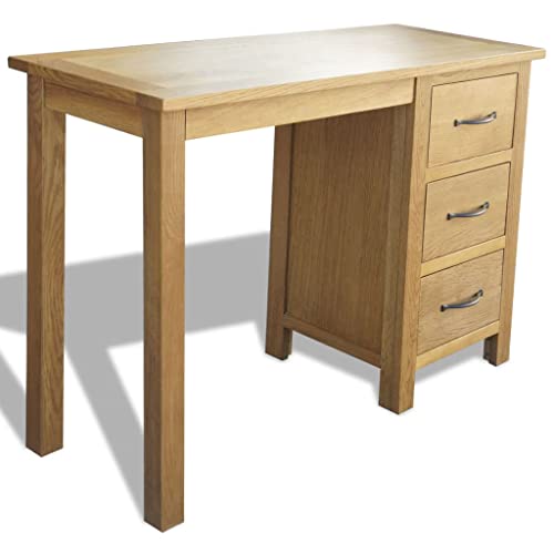 Office Desks Desk with 3 Drawers Solid Oak Wood 41.7