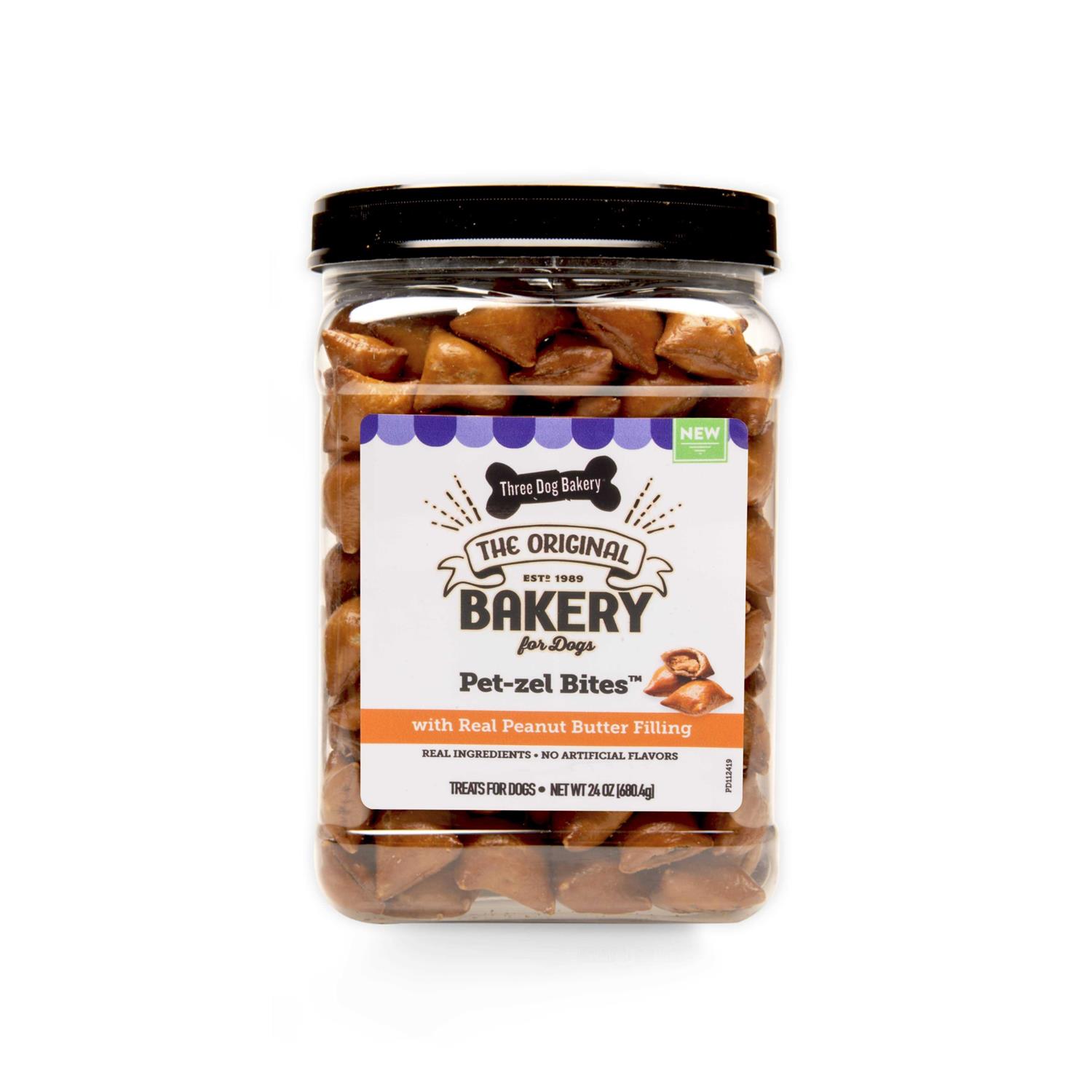Three Dog Bakery Pet-zel Bites with Real Peanut Butter Filling Dog Treats - Pet Supplies online store