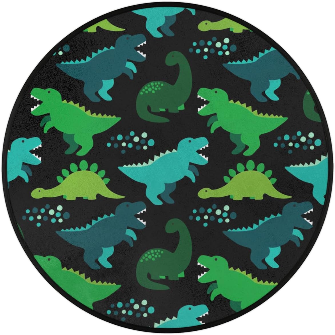 3 Ft Caroon Dinosaur Round Desk Chair Mat Non-Slip Soft Desk Floor Mat Washable Floor Mat for Office Living Room Bedrooms Laundry Room Foyer Doorway