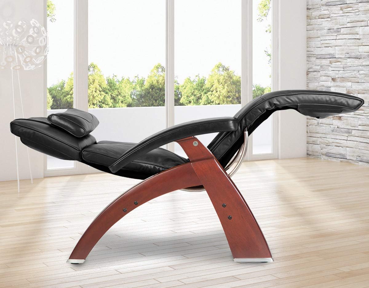 Perfect Chair Human Touch PC-420 Premium Full Grain Leather Hand-Crafted Zero-Gravity Matte Black Manual Recliner, Gray