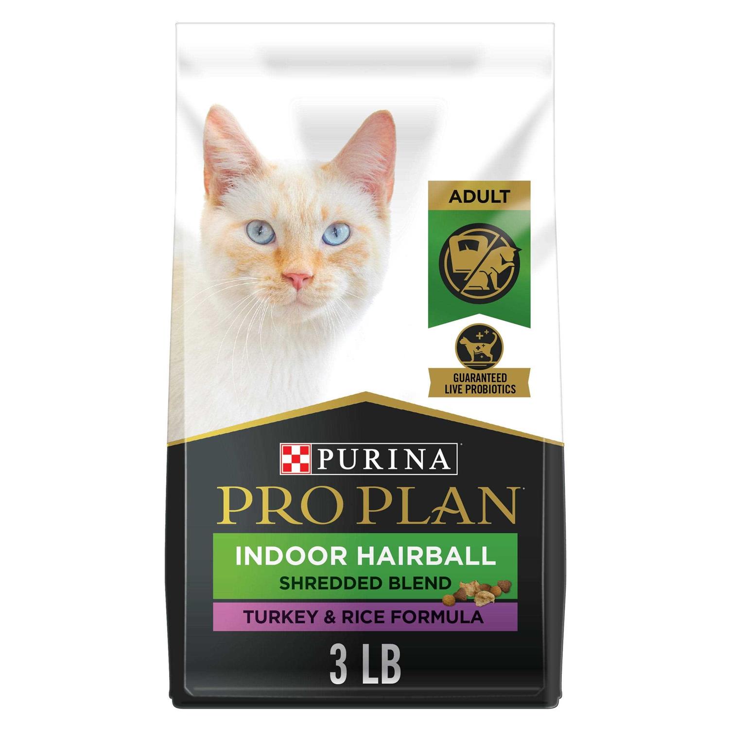 Purina Pro Plan Indoor Hairball Management Shredded Blend Turkey & Rice Formula Dry Cat Food - Pet Supplies online store