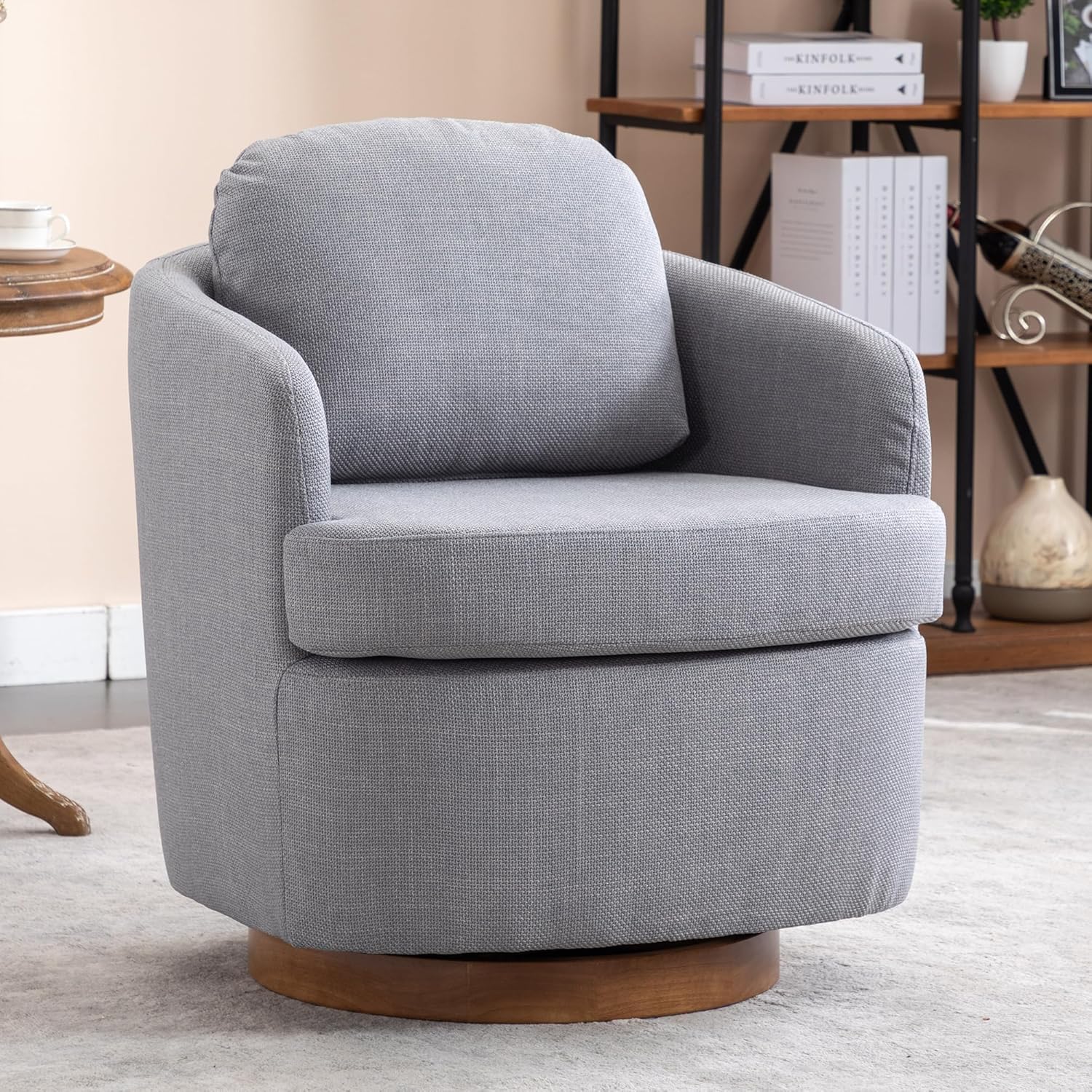 NicBex Modern Accent Chair with Boucle Fabric Swivel Cusion,Living Room Chair with Solid Frame and Soft Padded Armrest,Comfy Armchair for Living Room,Bedroom,Small Spaces,Apartment,Light Blue