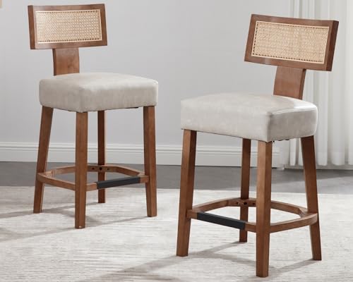 VESCASA Counter Height Barstools with Natural Wood Legs, 26.5