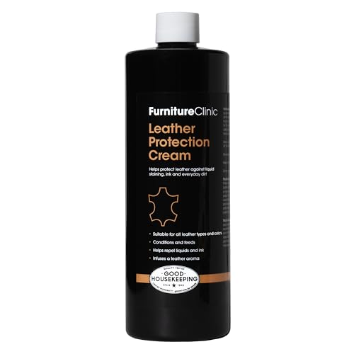Furniture Clinic Leather Protection Cream | 2-in-1 Leather Conditioner & Waterproofing Protector for Furniture, Shoes, Car Seats & More | Prevent Stains While Nourishing | 17oz / 500ml