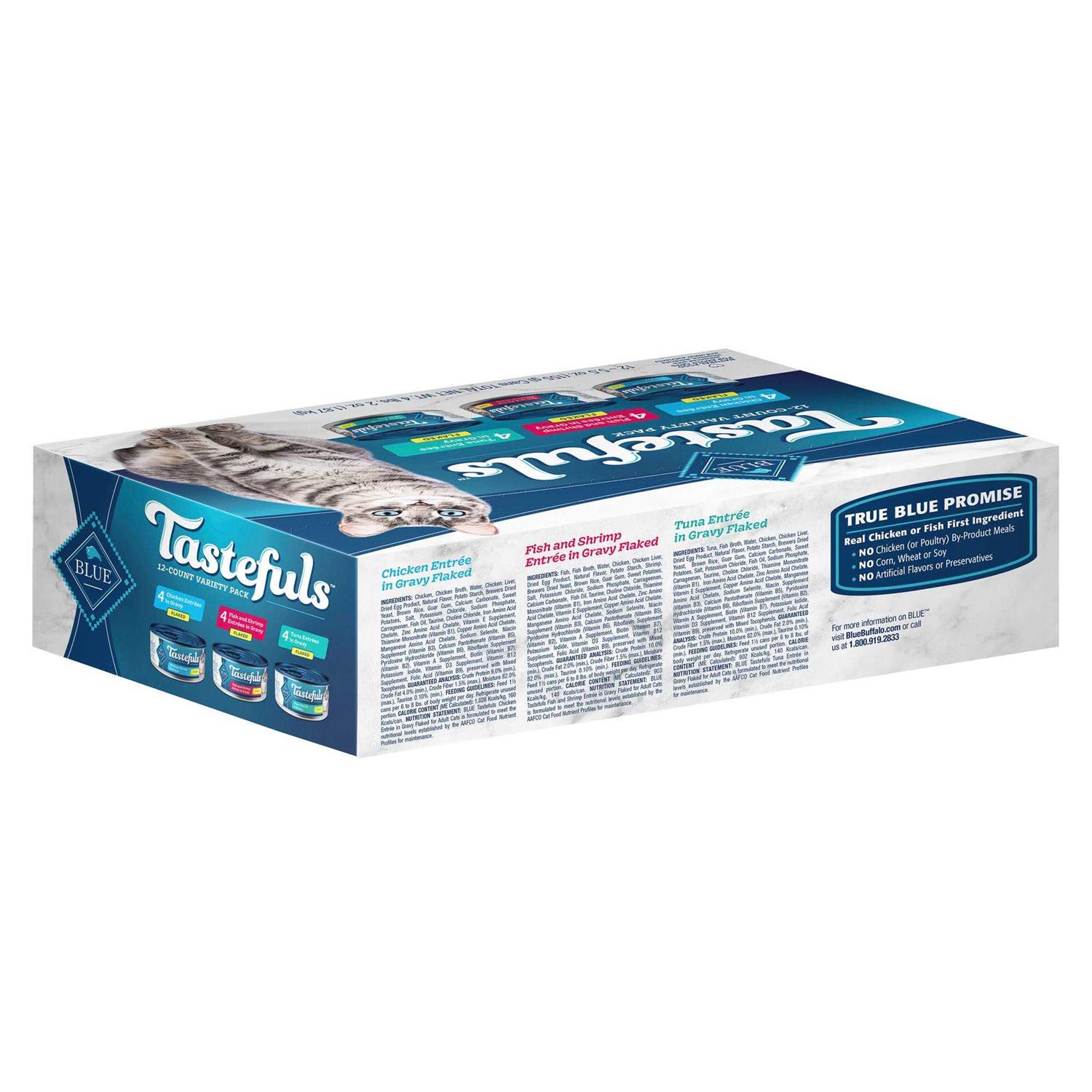 Blue Buffalo Tastefuls Tuna, Chicken and Fish/Shrimp Flaked Variety Pack Wet Cat Food - Pet Supplies online store