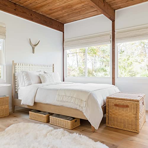 The Basket Lady Deep Wicker Storage Trunk, Large, 24 in L x 17 in W x 17.5 in H, Sandstone