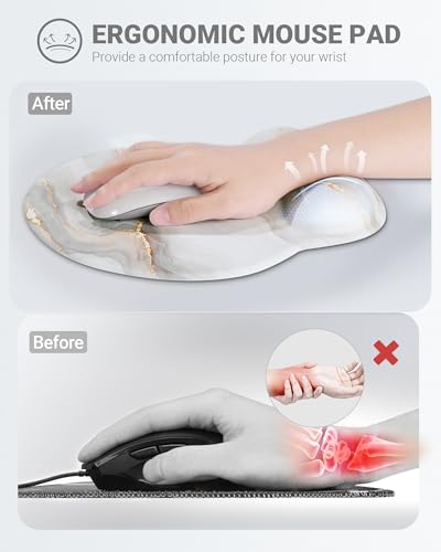 Ergonomic Mouse Pad Wrist Support Set, Memory Foam Keyboard Wrist Rest Set, Relieve Wrist Pain Keyboard Pad, Non-Slip Base Mousepad(Pink Set)