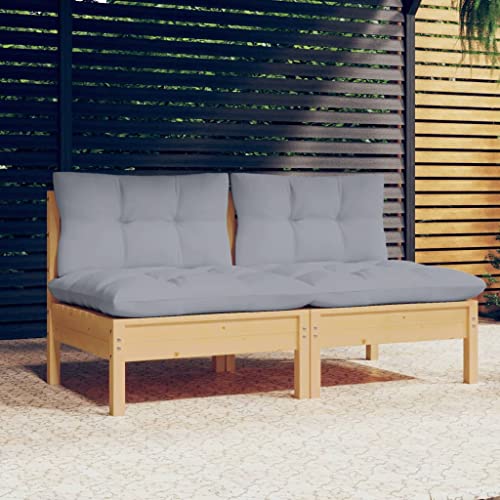 Teak Outdoor Furniture,Patio loveseats,2-Seater Patio Sofa with Gray Cushions Solid PinewoodSuitable for Outdoor, Patio, Garden