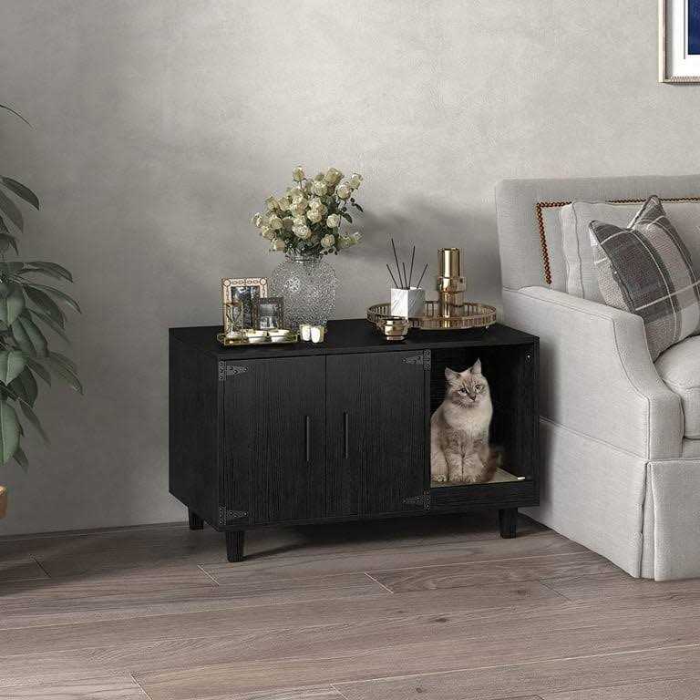 GDLF Modern Wood Pet Crate Cat Washroom Hidden Litter Box Enclosure Furniture House as Table Nightstand with Scratch Pad,Stackable - Pet Supplies online store
