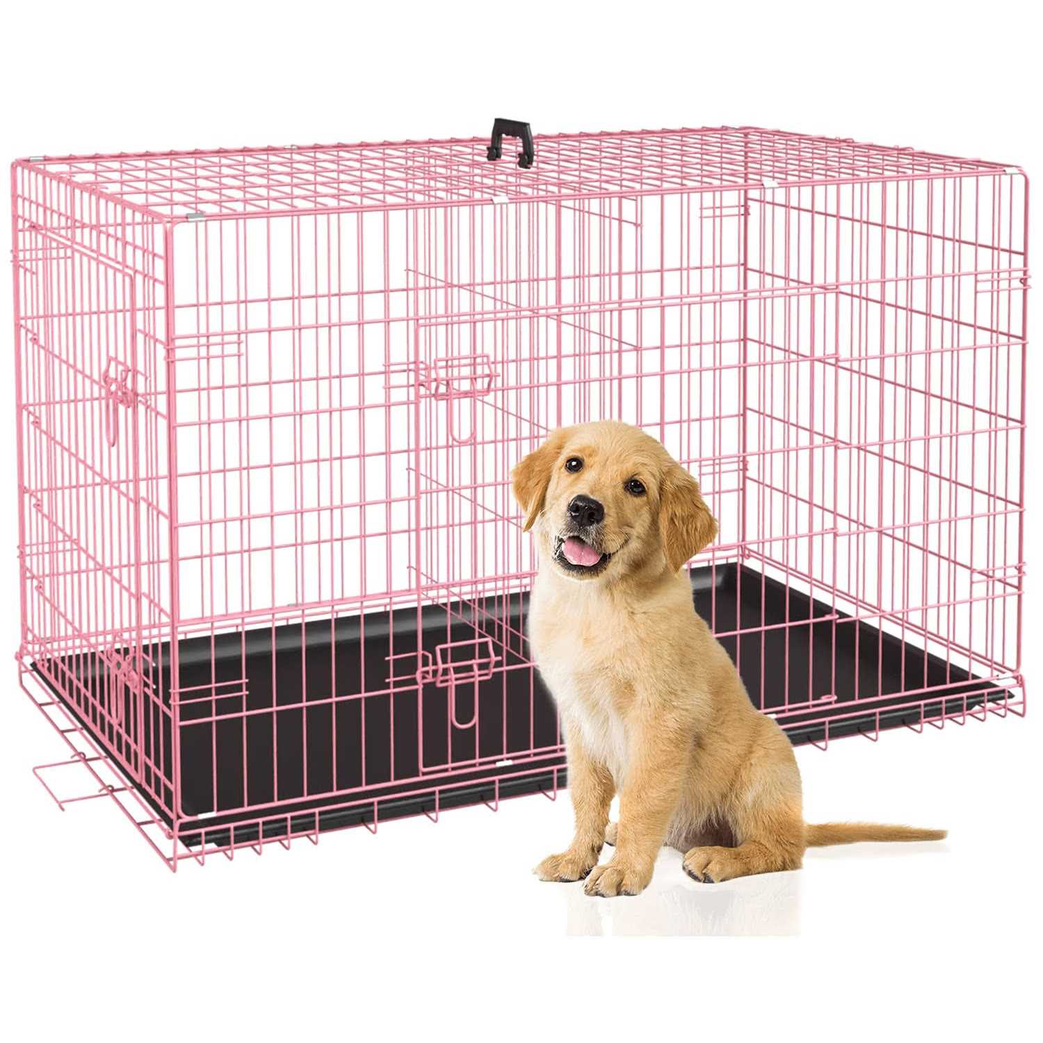 bestpet 24,30,36,42,48 Inch Dog Crates for Large Dogs Folding Mental Wire Crates Dog Kennels Outdoor and Indoor Pet Dog Cage Crate with Double-Door - Pet Supplies online store