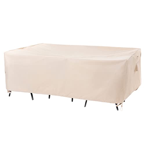 F&J Outdoors Patio Furniture Covers, Waterproof Anti-UV for Table and Chairs Set, Beige, 108
