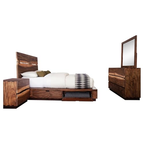 Coaster Winslow Eastern King Bed 4-Piece Set, Smokey Walnut/Coffee Bean