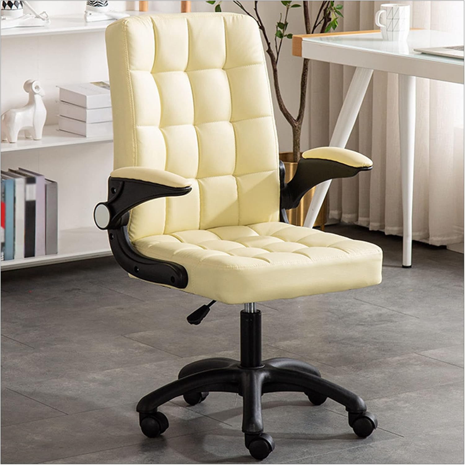Swivel Chair Office Chair Desk Chair Swivel Home Comfort Chairs, 360 Degrees with Flip-Up Arms and Twill Fabric Height Adjusta