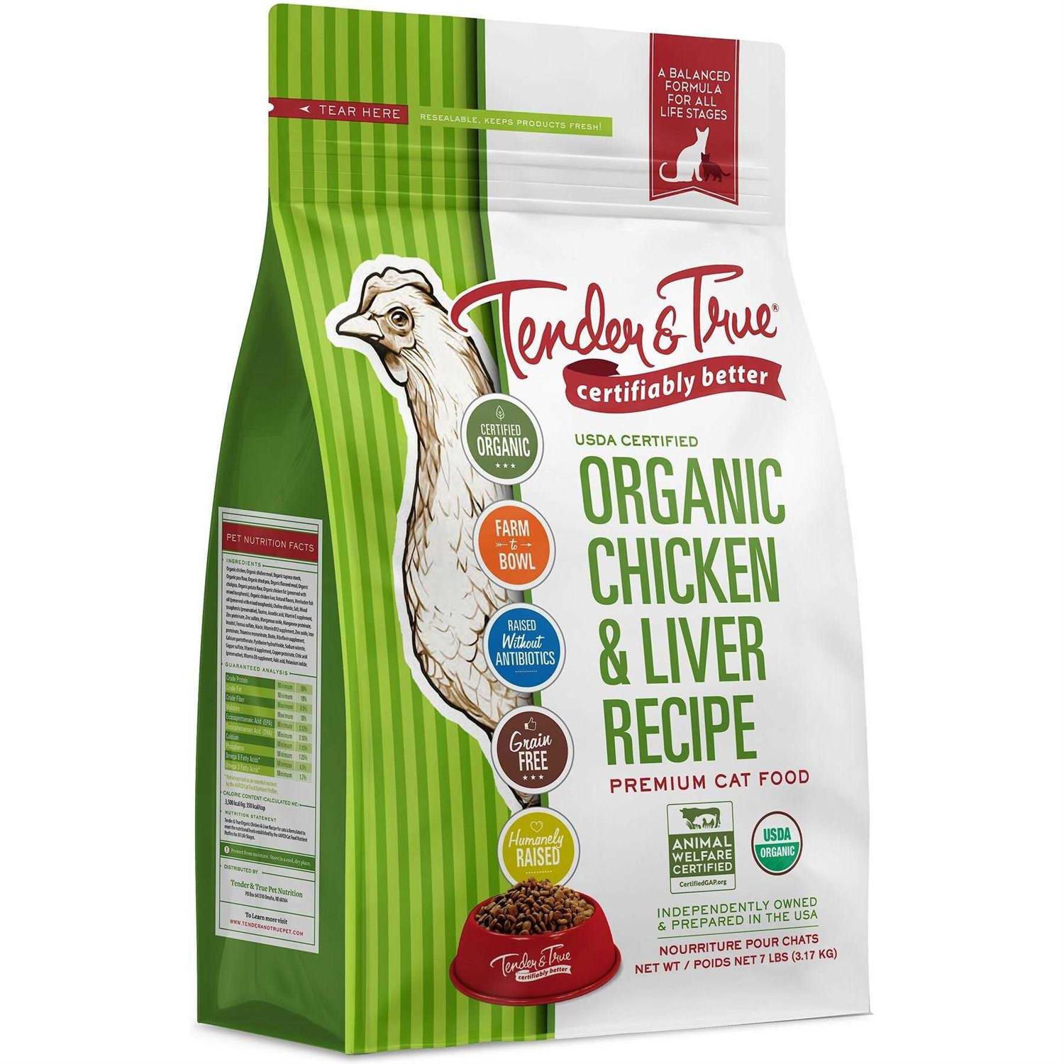 Tender & True Organic Chicken & Liver Recipe Dry Cat Food - Pet Supplies online store