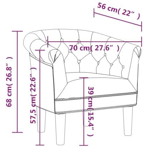 Tub Chair Brown Faux Leather,Modern Leather Tub Chair with Thick Cushioning for Living Room, Bedroom, or Office Armchairs Recliner Sleeper Chairs for Living Room