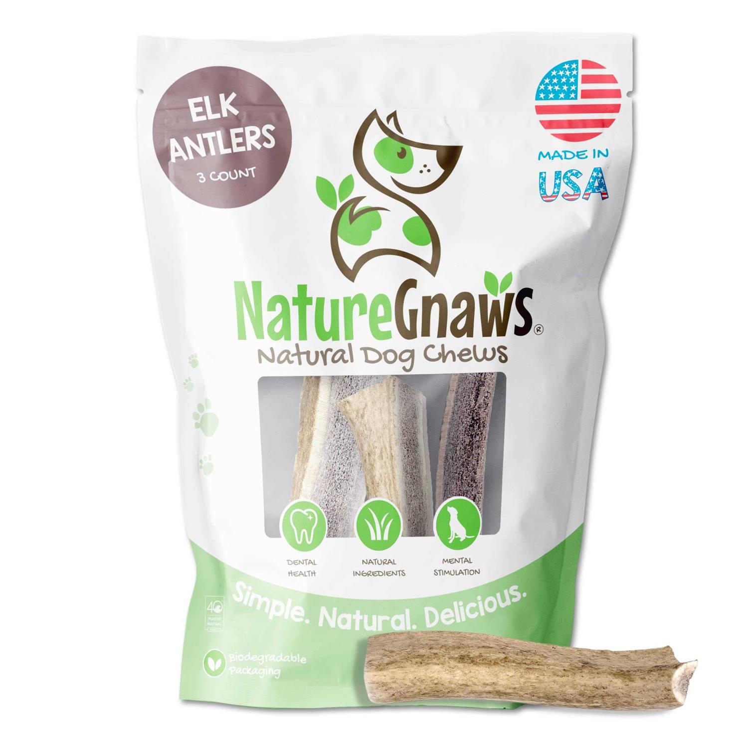 Nature Gnaws Elk Antlers for Large Dogs Premium Natural USA Antler - Pet Supplies online store