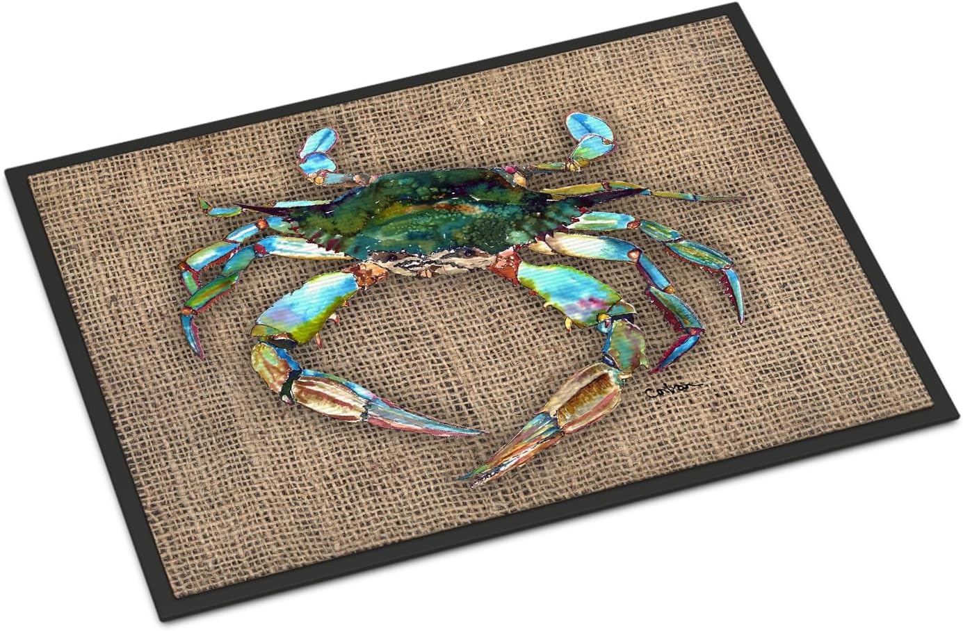 Caroline's Treasures 8731JMAT Crab Doormat 24x36 Front Door Mat Indoor Outdoor Rugs for Entryway, Non Slip Washable Low Pile, 24H X 36W