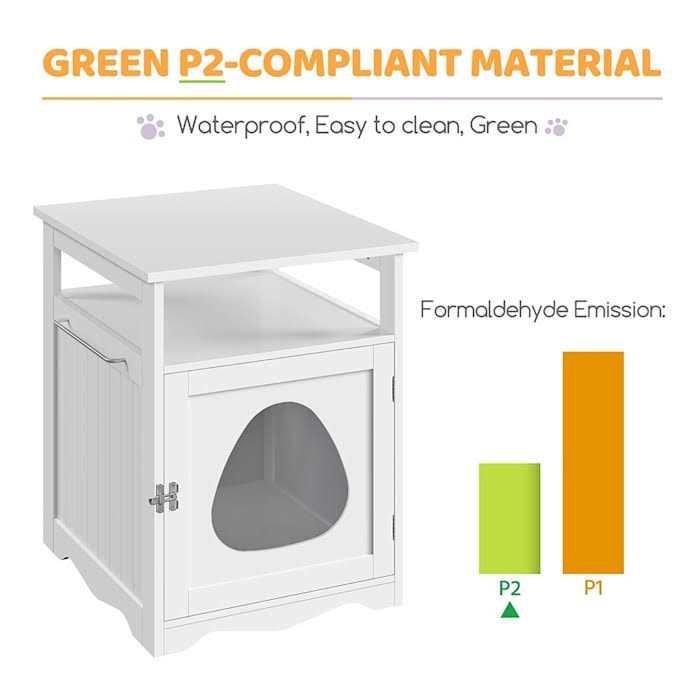 Topeakmart White Wooden Cat Litter Box with Open Shelf - Pet Supplies online store