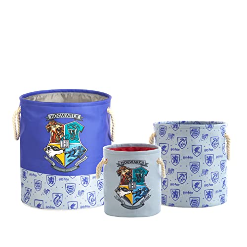Idea Nuova Disney Frozen 3 Piece Multi Size Fabric Nestable Toy Storage Basket Set, with Rope Carry Handles (NK321606)