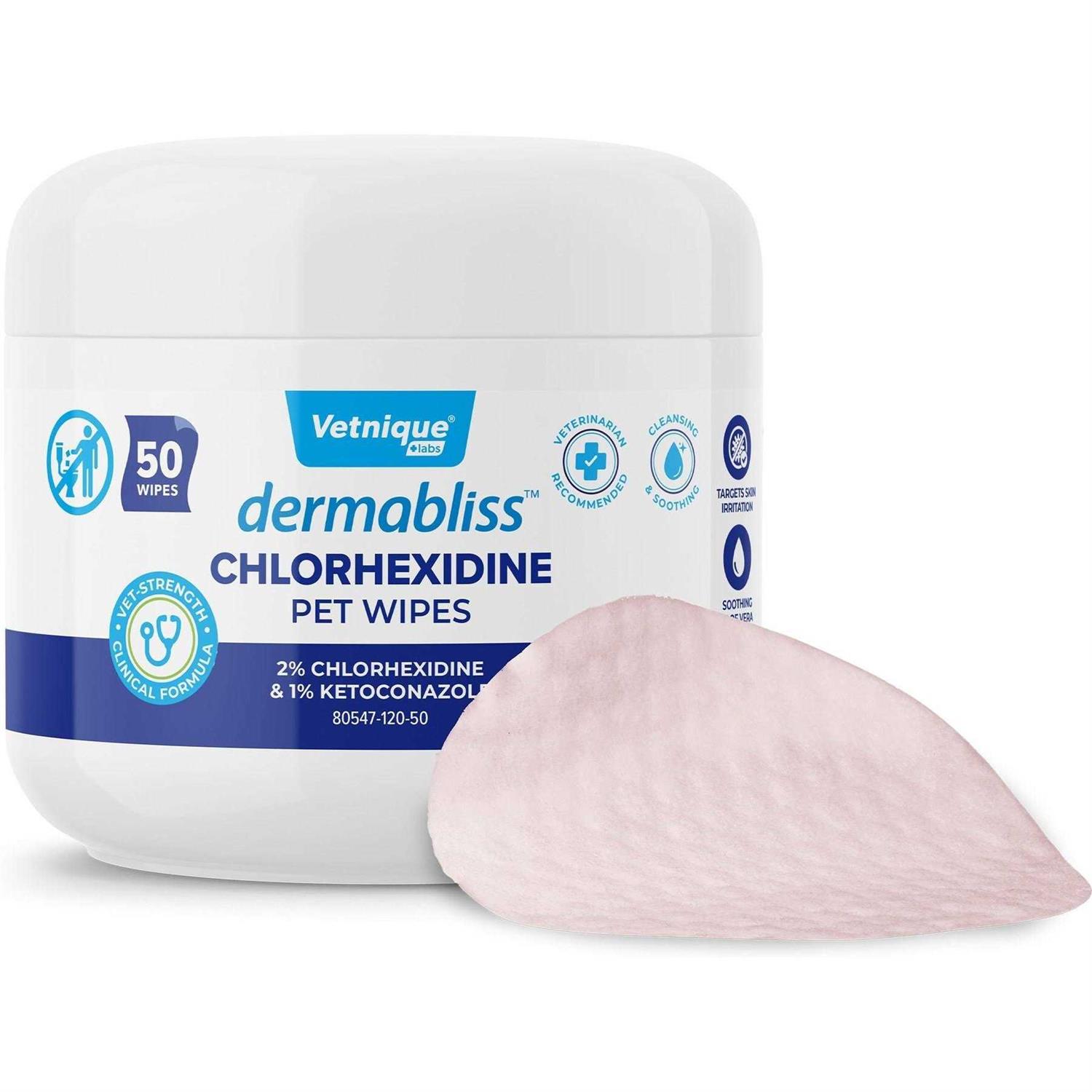 Vetnique Labs Dermabliss Medicated Skin Wipes Anti-Bacterial & Anti-Fungal Medicated Hot Spot & Skin Fold Dog & Cat Wipes - Pet Supplies online store