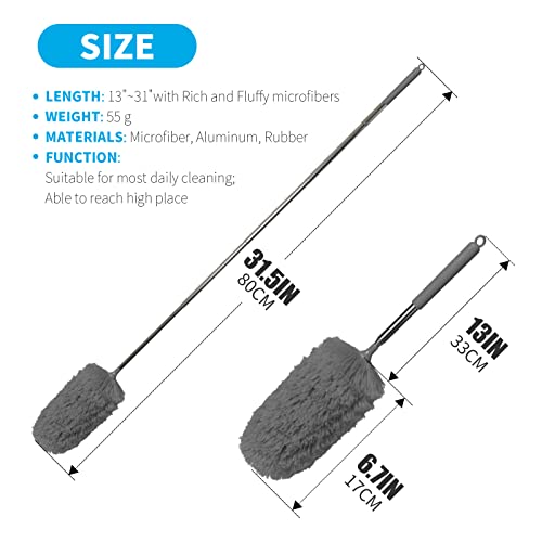 Microfiber Duster for Cleaning, Dusters with Telescoping Extension Pole, Extendable Washable Mini Dusters for Cleaning Car, Window, Furniture, Office (6 Pack)