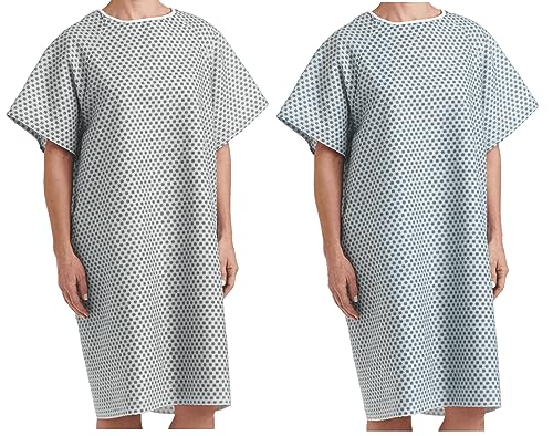 Petite Patient Gowns | 3 White + 3 Blue | Back Tie Closures - 6 Count