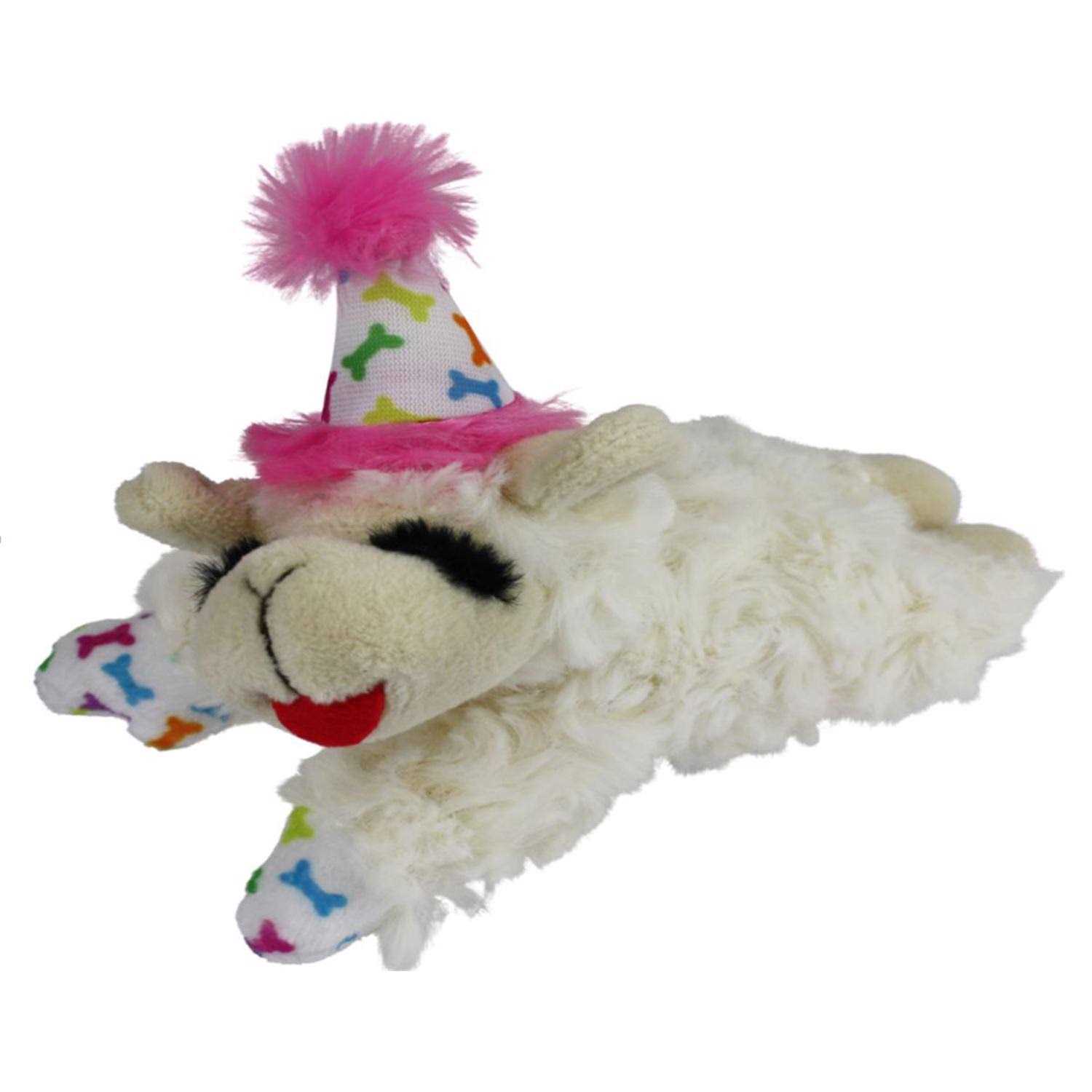 Multipet Lamb Chop Dog Toy with Birthday Hat - Pet Supplies online store