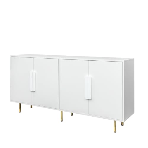Sideboard Cabinet 31.50 inch 2-Door White with Golden Legs - Stylish and Functional Storage Solution