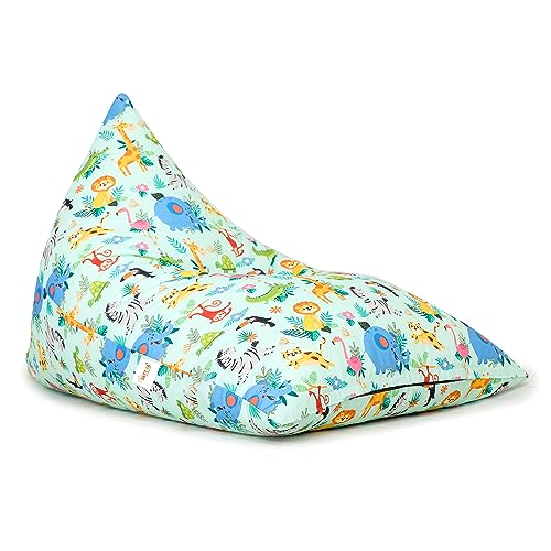 SATTVA Stuffed Animal Storage Bean Bag Chair for Kids, Zipper Storage Bean Bag for Organizing Stuffed Animals, Dinosaur Bean Bag Chair Cover, (No Beans)_Unicorn Print