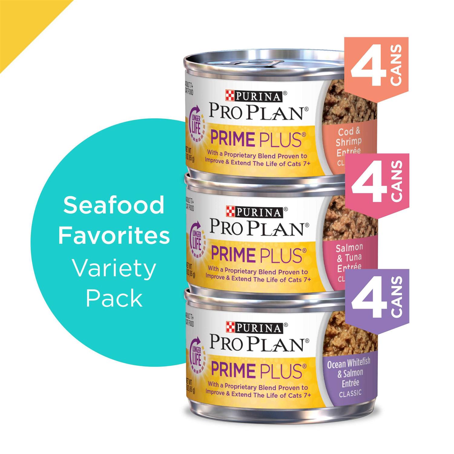Purina Pro Plan Grain-Free Senior Pate Prime Plus Seafood Favorites Wet Cat Food Variety Pack - Pet Supplies online store