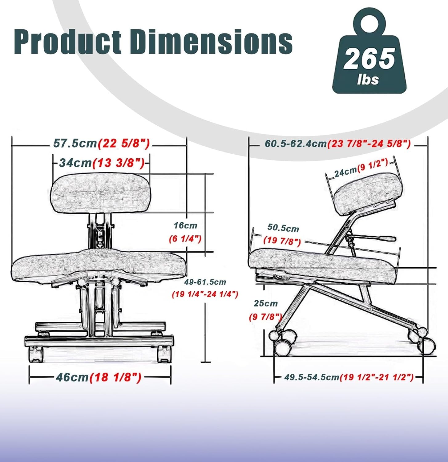 Cross Legged Office Chair Blue, Armless Kneeling Chair with Adjustable Tilt Angle & Wheels, Portable Posture Corrective Chairs for Fidgety Sitters