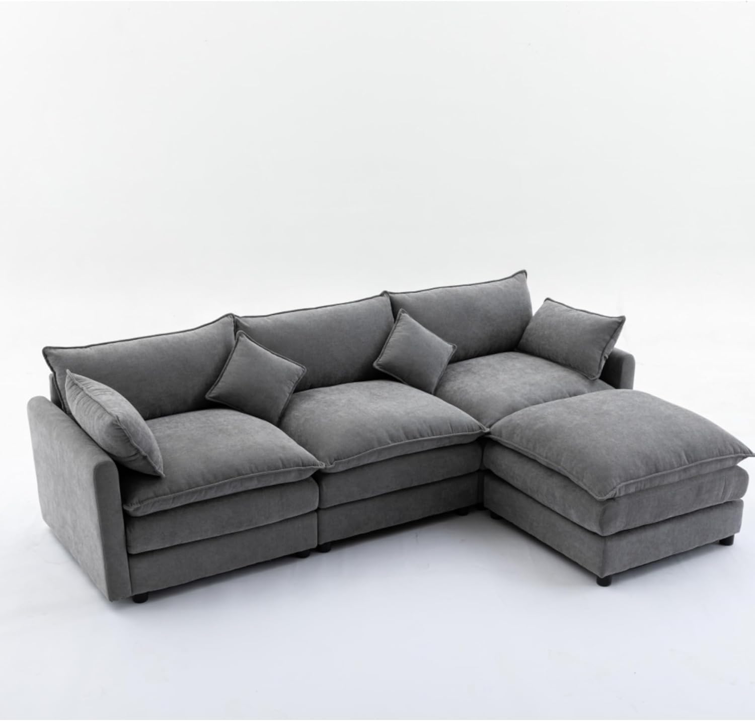 Modern L-Shaped Modular Sofa with Ottoman Stylish 3-Seater Couch for Living Room, Bedroom & Apartment Durable, Comfortable and Versatile Furniture for Enhanced Relaxation Customizable Layouts