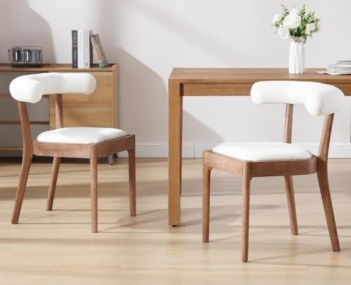 chairus Mid Century Dining Room Chairs Set of 2 Comfy PU Wooden Side Chairs with Upholstered Curved Open Back Farmhouse Kitchen Chair Sets for Living Room/Reception Room, Black