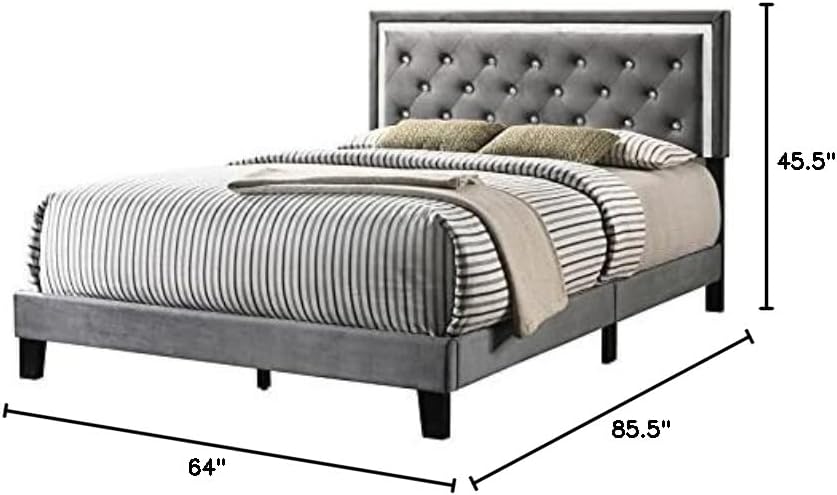 Queen Bed Only Only, Dark Gray