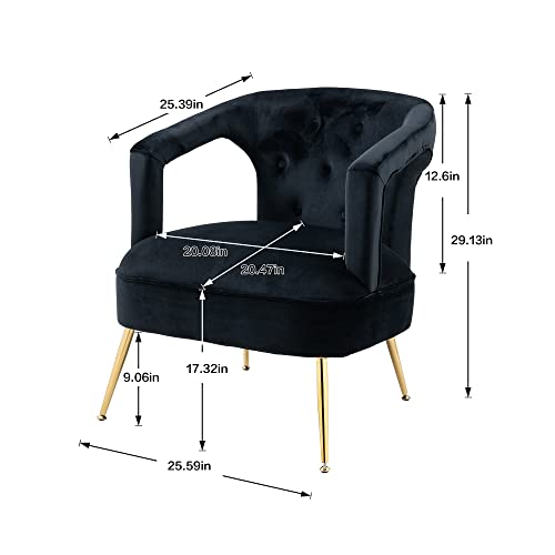 Modern Accent Chair with Back,with armrests and Gold Legs Leisure Chair for Bedroom Living Reading Room Office (Green)