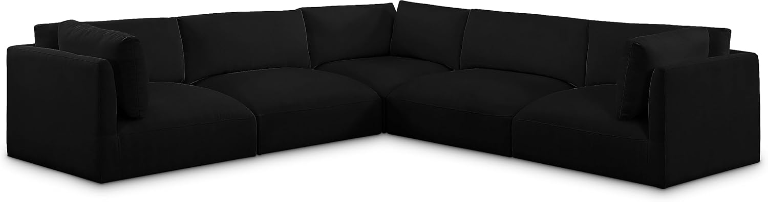 Meridian Furniture Ease Collection Modern | Contemporary Upholstered Sectional with Soft Fabric, Modular, 114