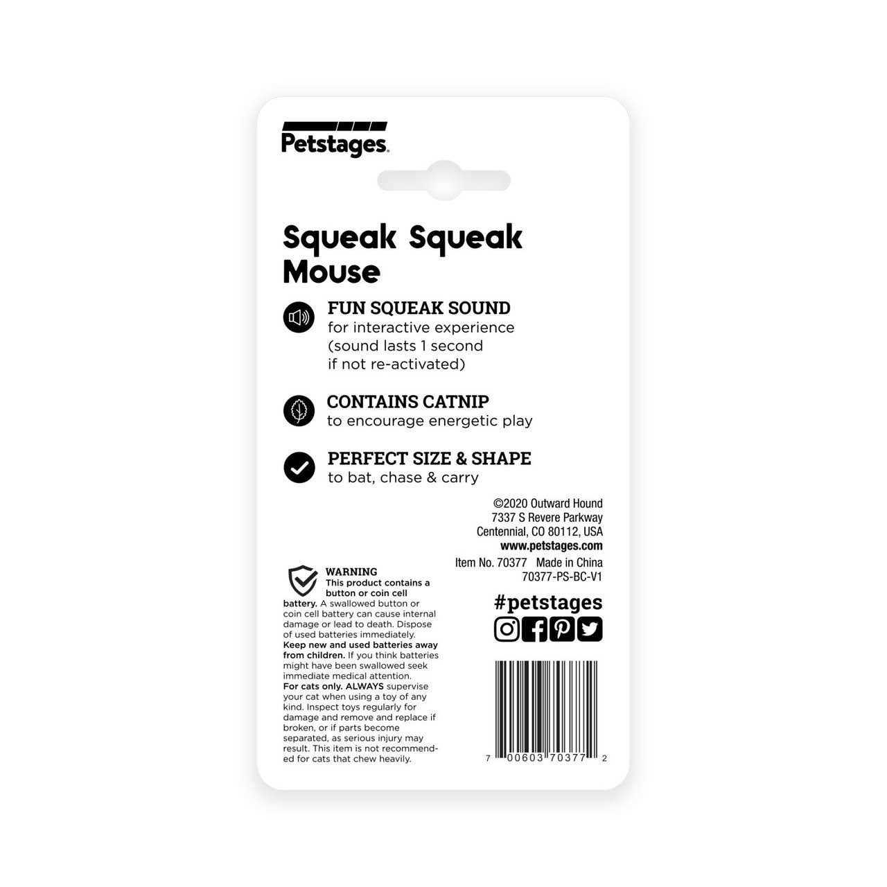 Petstages Squeak Squeak Mouse Cat Toy - Pet Supplies online store