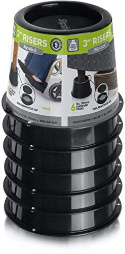 Slipstick CB672 Premium 3 Inch Bed Risers/Furniture Raisers with Steel Reinforced Holder Top, Lifts Height 3