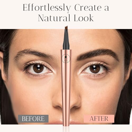 2024 Upgrade Magic Eyebrow Pencil, 3D Waterproof Microblading Eyebrow 4 Tip Microblade Eyebrow Pen, Contouring Pen Long-Lasting Brow Pencils for Women (Dark Brown)