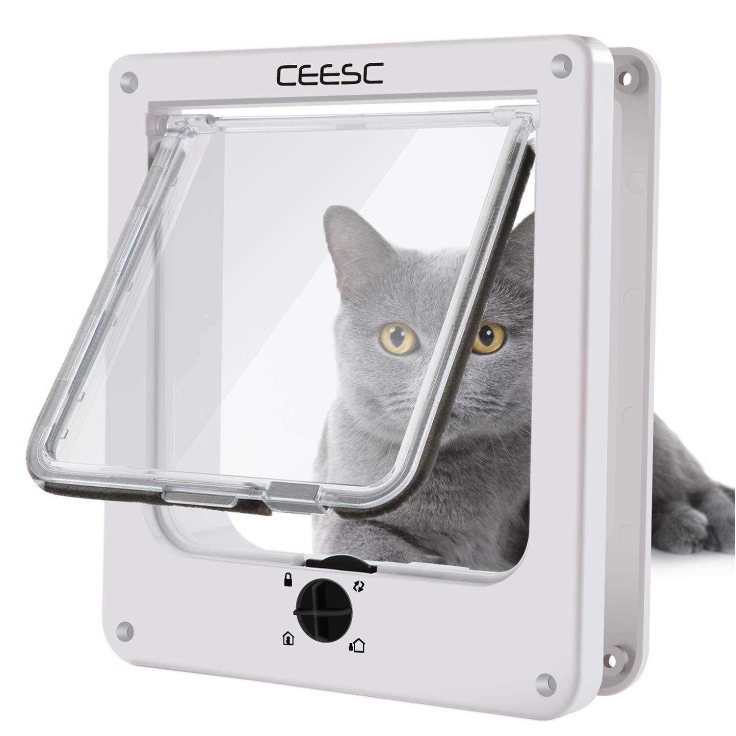 CEESC Cat Magnetic Pet Door 4 Way Lock for Cats and - Pet Supplies online store
