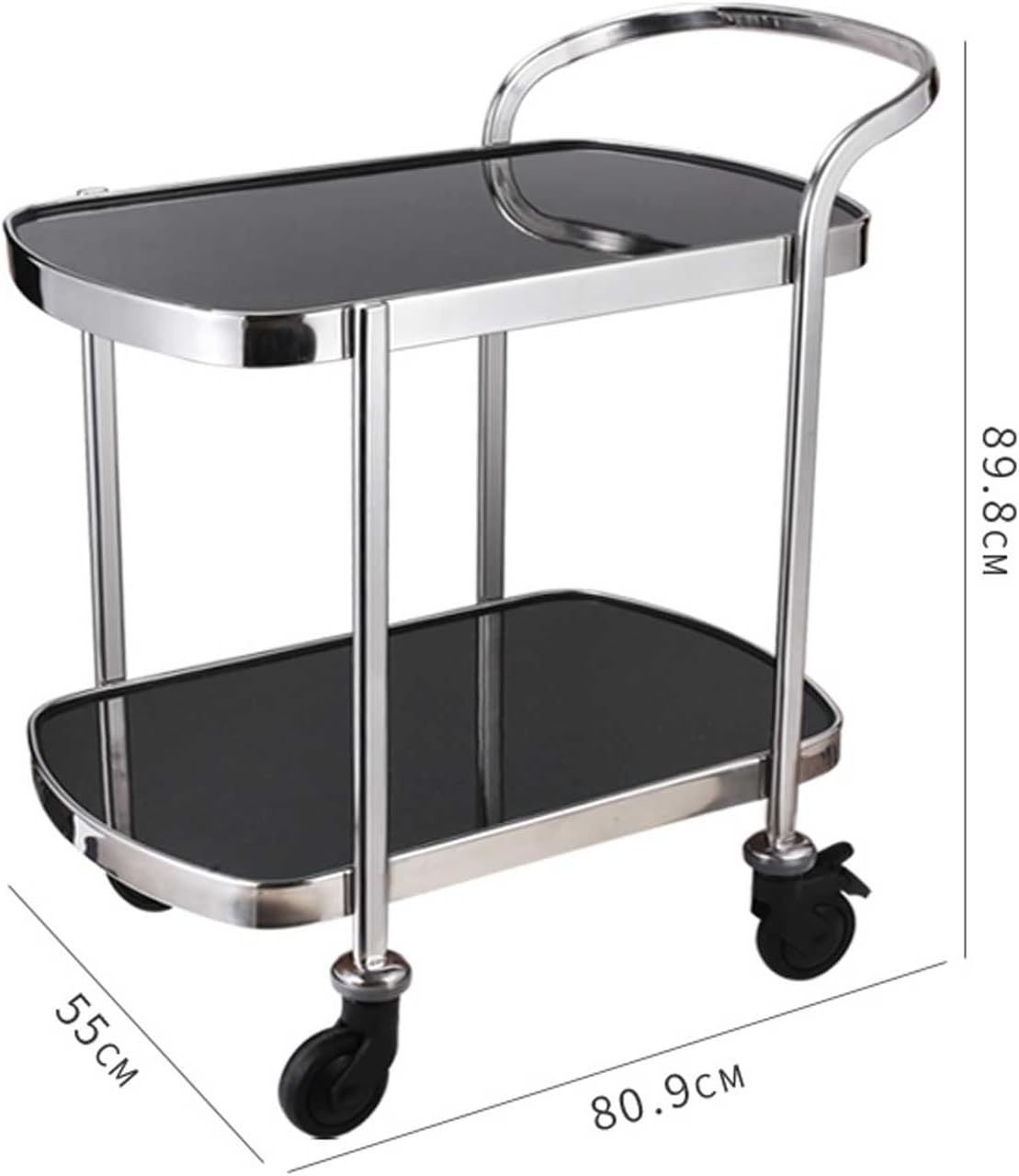 Kitchen Cart Black Wine Bar Serving Cart, 2-Tier Wine Trolley Rolling Bar Cart with Wheels, Metal Glass Wine Rack Storage, for Kitchen, Club