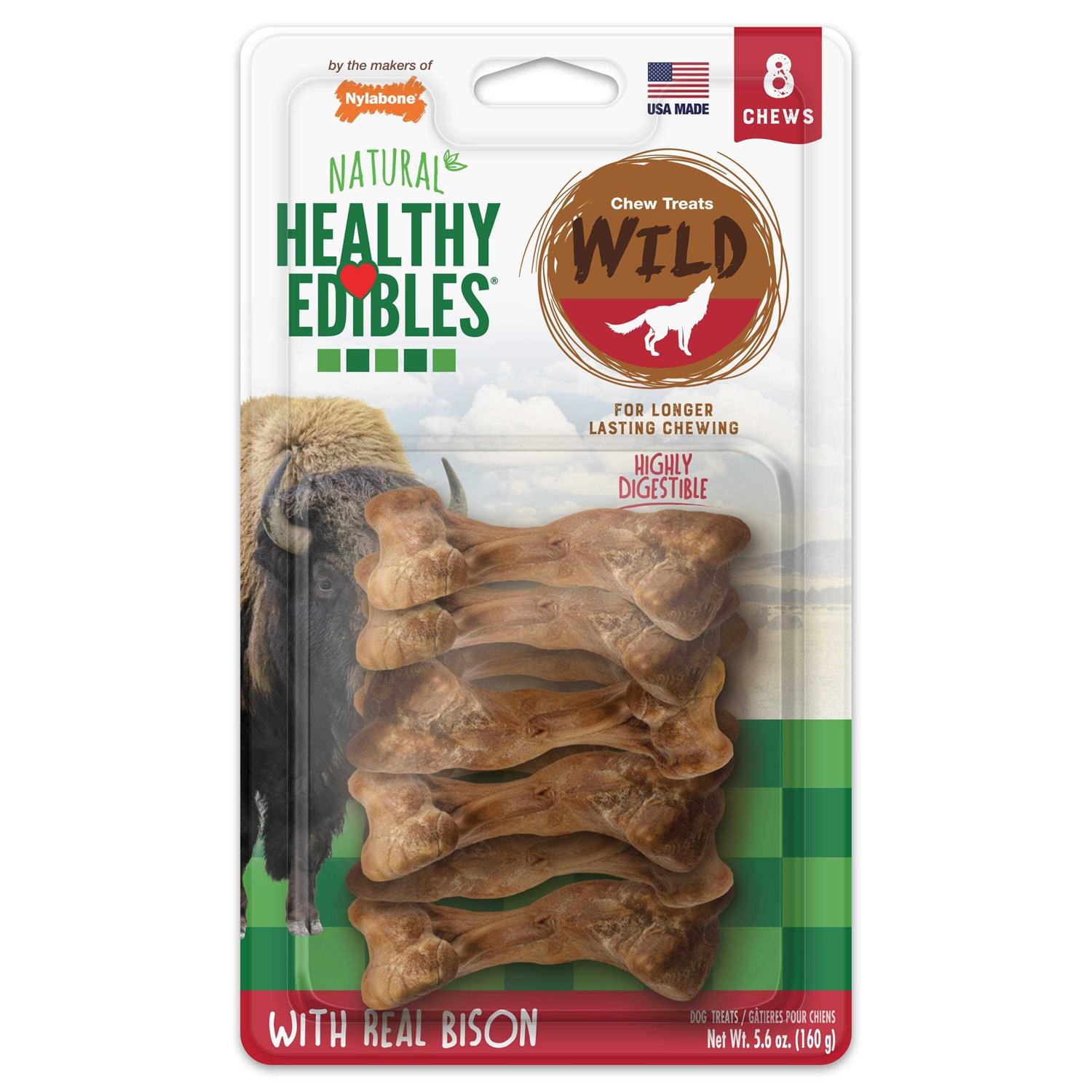 Nylabone Healthy Edibles Wild Natural Bison Chew Treats - Pet Supplies online store