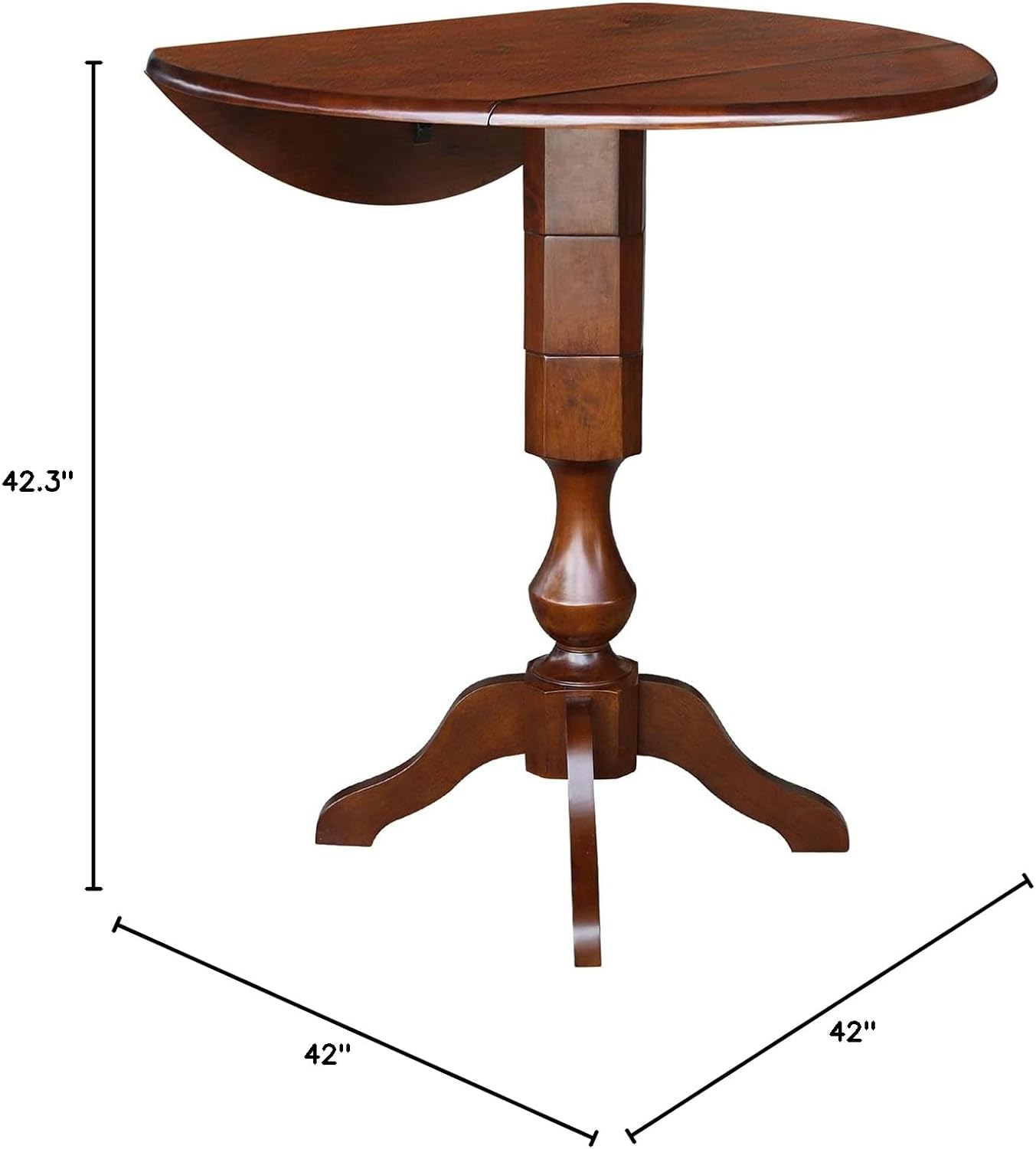 IC International Concepts International Concepts Round Dual Drop Leaf Hardwood Pedestal Espresso Dining Table