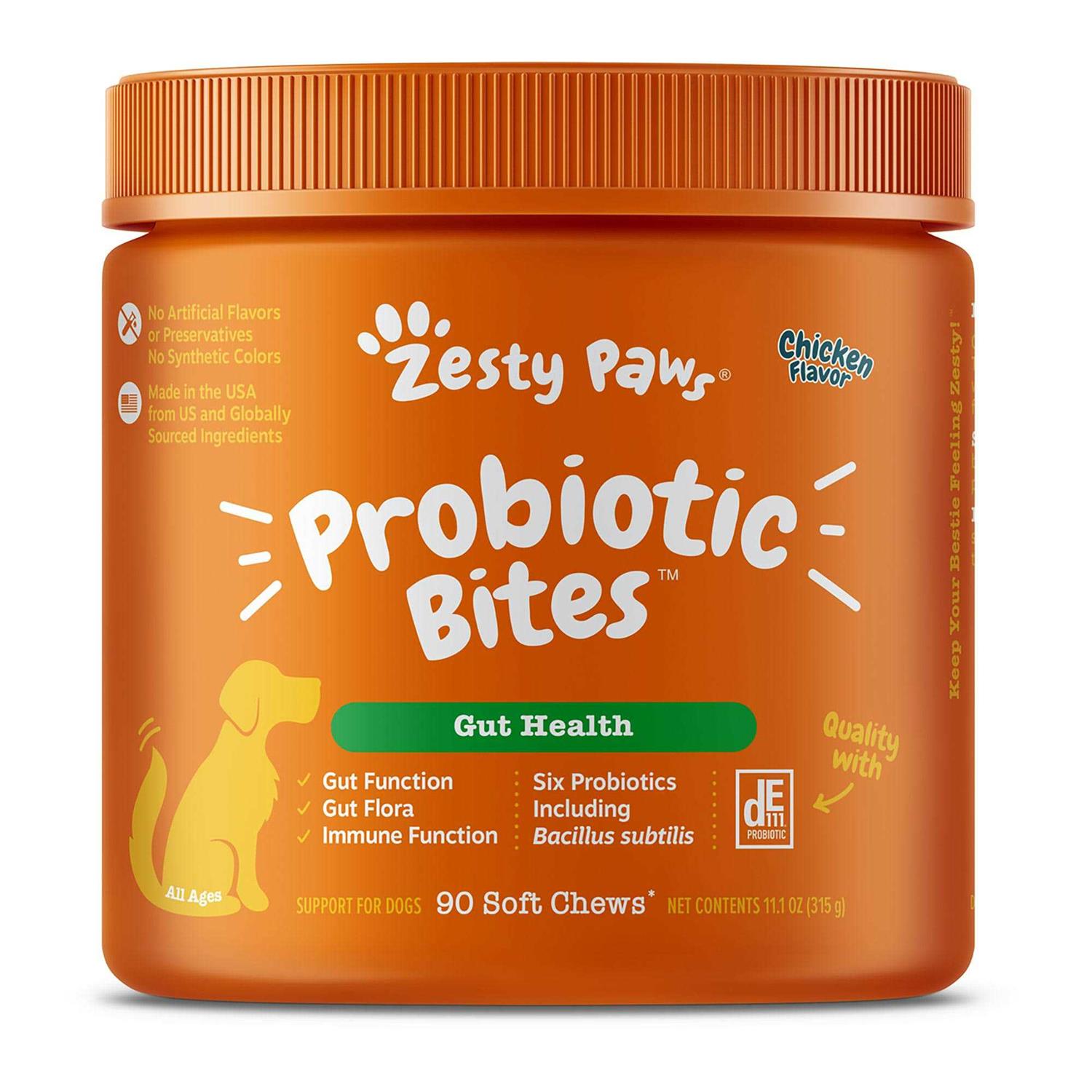 Zesty Paws Probiotic Bites Gut Flora & Digestive Supplement for Dogs Chicken 90 Soft Chews - Pet Supplies online store