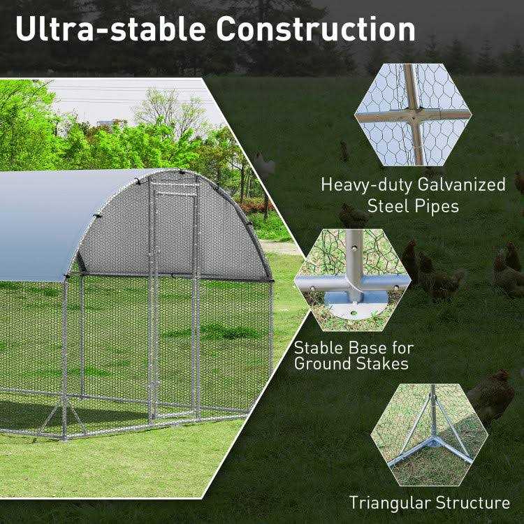 6.2/12.5/19 Feet Lockable Large Metal Chicken Coop Outdoor Dome Cage with Waterproof Cover - Pet Supplies online store