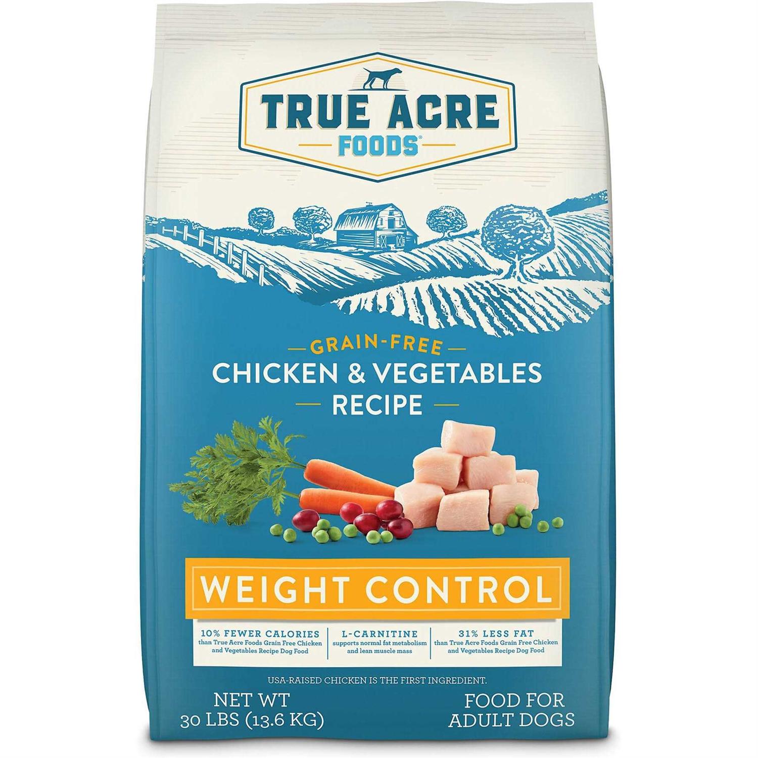 True Acre Foods Weight Control Chicken & Vegetables Recipes Grain-Free Dry Dog Food - Pet Supplies online store