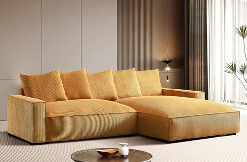 Luxe Large Two-Piece Sectional Sofa for Living Room, Inch L Shaped Loveseat and Chaise, Upholstered with Corduroy Fabric, 70.1