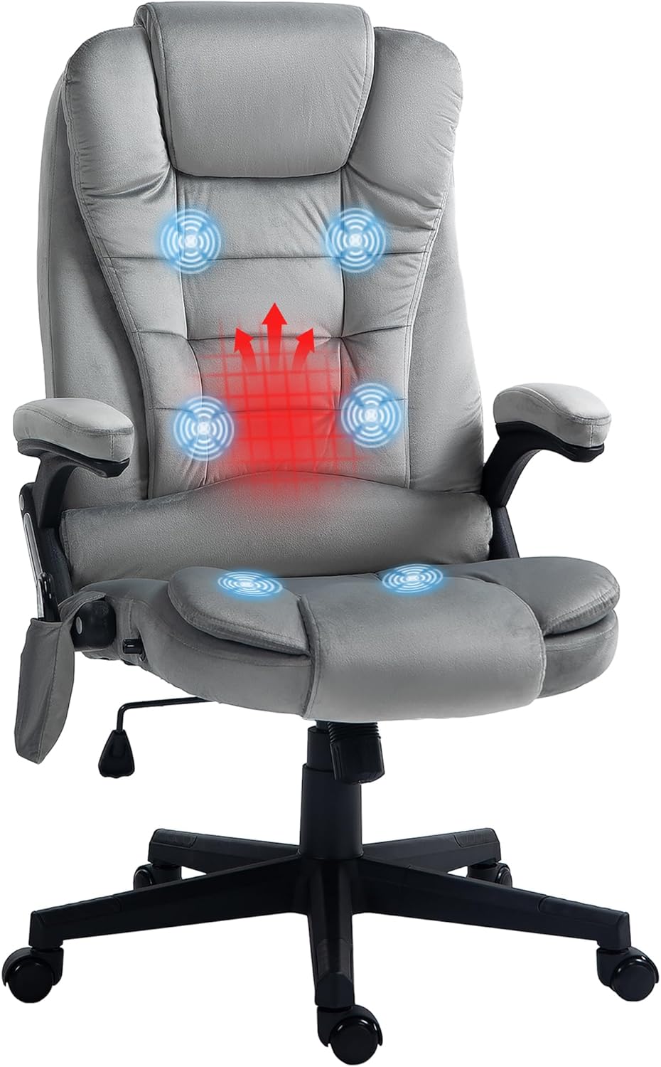6 Point Vibrating Massage Office Chair with Lumbar Heat Gray W2225P173846