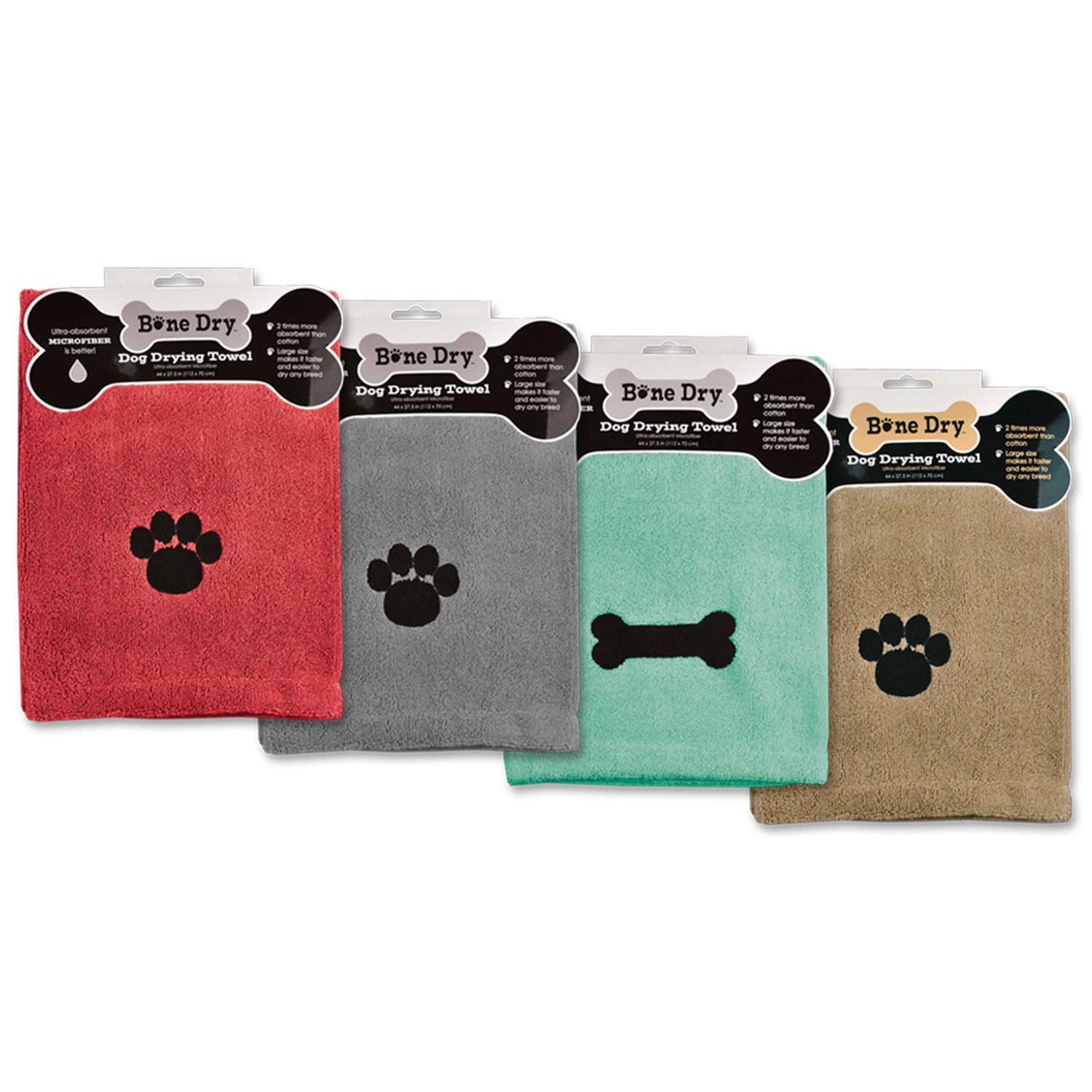 Bone Dry Red Embroidered Paw Pet Towel - Pet Supplies online store