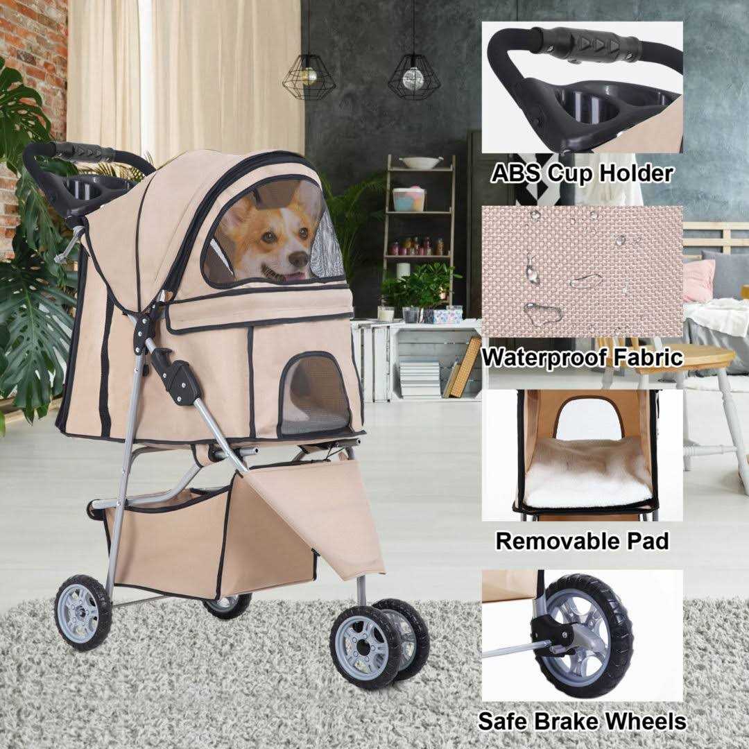 Bestpet Pet Stroller Cat Dog Cage Stroller Travel Folding Carrier - Pet Supplies online store